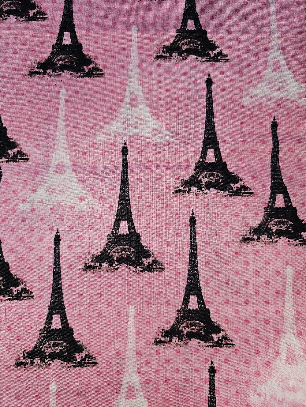 Pink Eiffel Tower Cotton Fabric by David Textiles Candace Allen Design 1 3/4 Yd